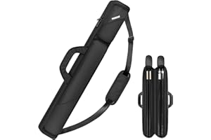 PEKREWS Pool Cue Case, Pool Stick Case 2x2 Holds 2 Sticks with 2 Accessory Zipper Pockets, Sturdy Polyester Pool Cue Carry Bag with Shoulder Strap Handle, Soft Billiard Cue Backpack for Men and Women