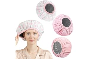 BFSYRR 3 Pcs Heat Cap for Deep Conditioning, Hair Bonnet for Hot Oil Hair Treatment, Waterproof Double Layer Heat Steam Cap, Reusable Shower Cap for Home Spa Salon Use