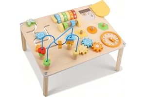 Luqixcey Spieltisch ab 1 Jahr, 8-in-1 Montessori Spielzeug aus Holz,Aktivitätstisch ab 1 Jahr,Lernspielzeug für Kleinkinder 12–18 Monate, Geschenk 1. Geburtstag & Weihnachten
