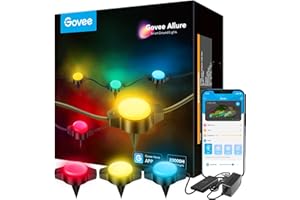 ‎GOVEE Govee Smart Floor Light, 10 m RGBICW WiFi Outdoor Light, IP67 Waterproof Floor Spotlight, Works with Alexa and Google Assistant, Path Light for Outdoors, Multicoloured, App Control, Pack of 15