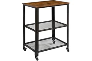 IBUYKE Wózek do serwowania 60 x 40 x 81 cm, kuchnia przemysłowa, 3-poziomowe półki, wózek narzędziowy na kółkach z 4 kółkami, wytrzymały organizer do przechowywania do kuchni, salonu TMJ011H