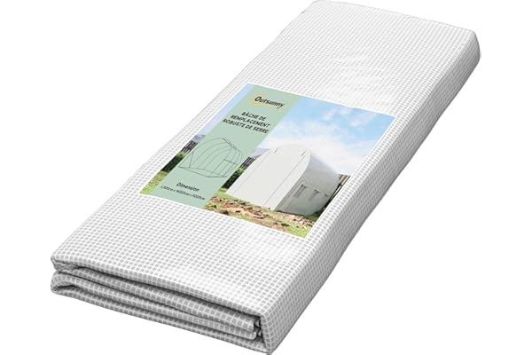 Outsunny Bâche de Rechange Serre Tunnel 6 m², bâche 3 x 2 x 2 m PE Anti-UV imperméable 6 fenêtres + Porte Enroulable zippée Blanc