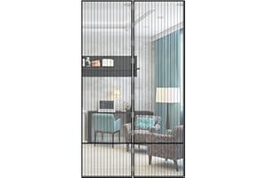 JustGo Zanzariera Magnetica Porta Finestra + Extension di 30 cm, Chiusura Automatica a Calamite, Istruzioni di Montaggio Chiare, Calamite Potenti, Nero, 150 x 290 cm