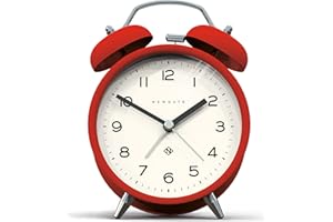 NEWGATE ® Charlie Bell Echo Alarm - mały budzik do sypialni - budziki - akcesoria biurowe, zegar nocny, cyfry arabskie (czerwony)