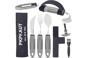 PKPKAUT Adaptive Utensilien für ältere Parkinson-Patienten, beschwerte Utensilien für Handzittern, Parkinson-Essbesteck für behinderte Menschen, beschwertes Besteck für Handzittern und arthritische