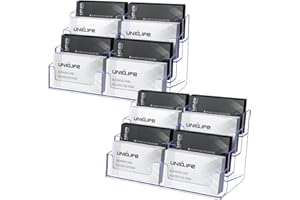 Uniclife 2 Pack Acrylic Business Card Holder for Desk 8 Slots Clear Business Card Display Stand for Men & Women Desktop Business Card Organizer Card Stand for Office Home Exhibition, 480 Card Capacity