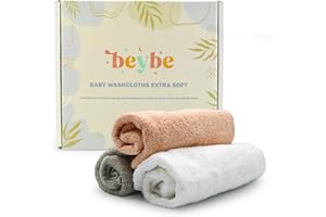 Beybe - Set di 3 Asciugamani Neonato in Bambu 50 x 25 cm - Asciugamani Bamboo Multiuso per Neonati - Lavette bamboo, Ideali per Neonati, Bambini e Asilo - Asciugamano in mussola bamboo