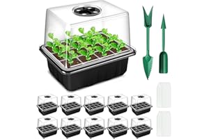 YAUNGEL Mini Serre pour Plantes, 10 Pièces 120 Cellules Intérieure Plateau Semis avec couvercles rehaussés, Bac à semis Pépinière Boîte de Culture Durables, Noir