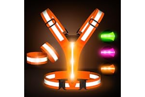 Ylzzrs Led Light Up Running Vest Reflective Vest for runners night walking, Rechargeable LED Reflective Running Vest High Visibility with Adjustable Waist/Shoulde, Reflective Armband for Women Men