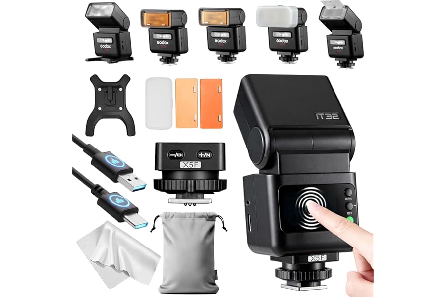 Godox iT32 TTL Camera Flash with X5F Trigger for FUJIFILM, 2.4G HSS 1/8000s FLASH, Auto/Manual/Multi, Built-in Battery, Compatible with X100VI XS20 XS10 XT30 II XT5 XM5 GFX50S GFX50R X-T4 X-T3 X-E4