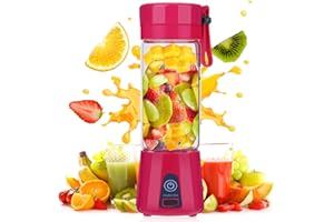 Botella Licuadora Portátil, Bestcool 400ml Mini Licuadora Mezclador de Frutas Recargable Botella Licuadora de frutas Frescos para Batidos de Leche de Frutas Regalo para Casa Viaje Exterior (Rosa)