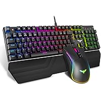 havit Wired RGB Mechanical Gaming Keyboard & Mouse Combo Set UK Layout, Blue Switch Mechanical Keyboard with Detachable…