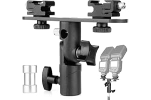 ChromLives Staffa Dual Flash Portaombrelli Staffa per Fotocamera Supporto per Supporto per Slitta da 1/4 '' a 3/8 '' compatibile con Videocamera DSLR Video Canon Nikon Yongnuo
