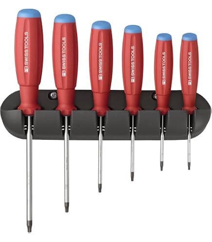 PB Swiss Tools Phillips Screwdriver Set - 4-Piece SwissGrip Set (PH 0-3) With Wall Mount