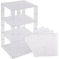 Strictly Briks Premium Clear Stackable Base Plates - 4 Pack 6" x 6" Baseplate Bundle with 30 New and Improved 2x2 Stackers - Compatible with All Major Brands - Tower Construction