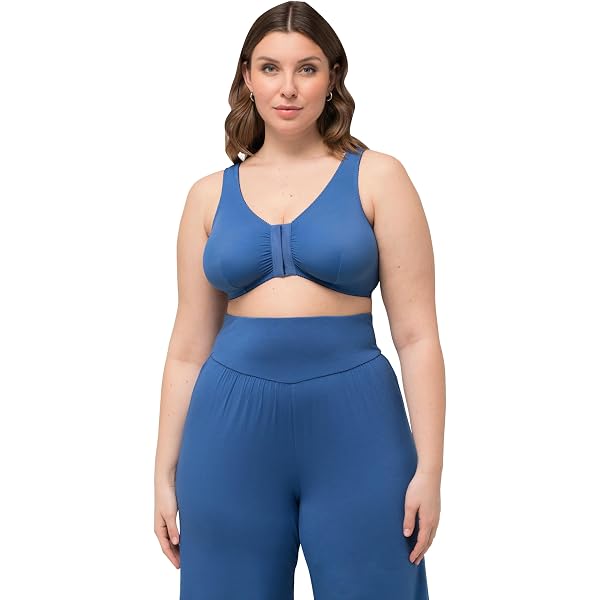 Ulla Popken Damen Bustier Plus Size – Spitzendruck, Vorderverschluss, Mikrofaser (819601)