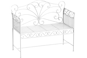 ‎OUTSUNNY Outsunny Gartenbank Parkbank Sitzbank Bank Gartenmöbel 2-Sitzer Metall Weiß