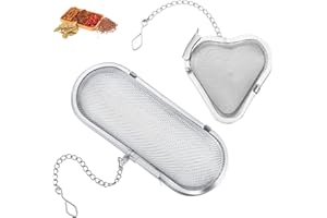 XIANSHI 2 Stück Gewürzei,Gewürzsieb zum Mitkochen,Edelstahl Tee Sieb,Feinmaschiger Tee Ei mit Kette für losen und Mulling Gewürze, Gewürzkugel Zum Mitkochen Gewürzbeutel losen und Mulling Gewürze