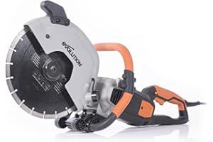Evolution Power Tools Evolution R300DCT Piła do Betonu 300 mm – Silnik 2400 W, Bez Paliwa, Zawiera Diamentowe Ostrze Murarskie, 230V, Do Użytku Domowego, Pomarańczowa, 115 mm Cięcie