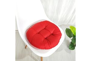DOTBUY-SHOP Cojines Sillas Jardin Color Sólido Cojines Redondos Cojines de Asiento para Sillas de Terraza Cocina Patio Balcón Salón, 40,45,50cm para Interior o Exterior (45x45cm,Rojo)