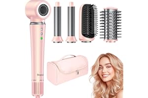 Bopcal Hair Styler 5 in 1 Asciugacapelli con Sacchetto- Professionale Phon Capelli 160000 RPM，Arricciacapelli Automatico 32MM, Spazzola Aria Calda con 500 Milioni Ionico, Volumizzant, Liscio, Regali
