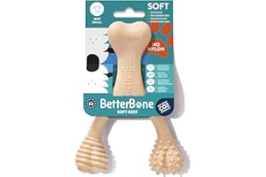BetterBone - Zabawka dla psa do żucia - mała miękka wołowina - kość do żucia dla psa, bez nylonu i GMO na bazie celulozy, miękka zabawka do żucia o pysznym smaku wołowiny - drewno do żucia bez
