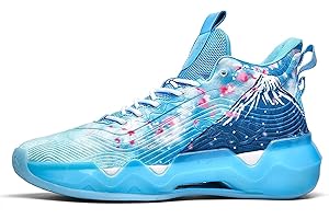 Bolognifi Chaussures de Basket-Ball fluorescentes for Hommes, Chaussures de Sport Ultra légères antidérapantes, Chaussures d'entraînement de Style Graffiti (Color : Blue, Size : 39 EU)