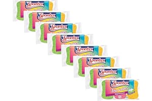Spontex Lot de 8 Packs de 3 éponges végétales colorées Trio Colors - 24 éponges