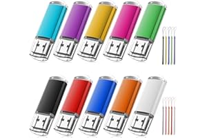 32 Go Cle USB 2.0, EASTBULL Clé USB Lot de 10 Flash Drive Stockage Mémoire Stick avec 10 Cordes