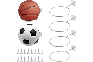 RAKUTE 4 Pcs Ballhalter Wand, Metall Ball Wandhalterung mit Schrauben, Wandhalterung Ball Rack für Basketball Fußball Rugby Volleyball Display, Ballhalterung Wand als Geschenk für Familie Freunde