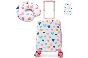 HTgroce Valise Enfants Rigide en ABS de Voyage pour Enfants- 4 Roues - Poignée Extensible, Valise Trolley