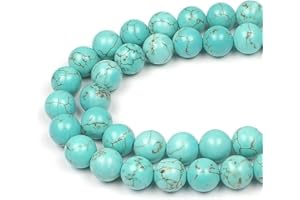 MJDCB 6mm 60 piezas Cuentas de Piedra Turquesa Redondas Sueltas Piedras Semipreciosas para Hacer Joyas Pulseras Collares