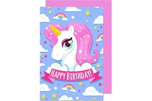 Edition Seidel Wysokiej jakości kartka urodzinowa z kopertą, kartka z życzeniami urodzinowymi dla dzieci, bilet dla dzieci, tęczowy jednorożec, Happy Birthday (G2936 SW022)