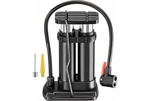 YIHUIKO Portable Bike Floor Pump,Double Barrel Foot Pump Bike Pump Bicycle Tire Air Pump Mini Floor Pump with Presta and Schrader Valve for Road Bike Tyre,MTB,Air Cushion,Balls