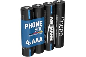 ANSMANN Piles Rechargeables HR03 Phone 800 mAh (Lot de 4) – Piles DECT pour téléphone sans Fil ou babyphone – Accumulateurs à Recharge Rapide et à Faible autodécharge