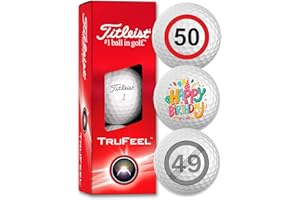 Titleist Trufeel - Palline da golf per compleanno, confezione da 3 pezzi, motivo: Happy Birthday Golf regalo per golfisti