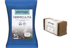 PLANTAWA Sustrato Vermiculita 5L + Fibra de Coco 10L, Sustrato para Plantas, Abono Natural para Huerto Urbano, Tierra para Jardín Exterior Vermiculita y Fibra de Coco