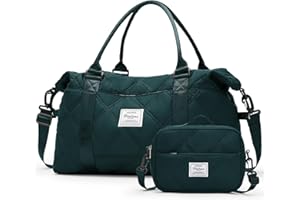 SEAFEW Sac de Voyage Femme Sac de Sport Weekend Format de séparation Sec et Humide Duffle Bag Sac de Weekend à Main Etanche Cabine Avion Ryanair Bagage Cabine 55x40x20 avec Trousse de Toilette,E11-bleu Paon