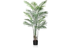 CROSOFMI Sztuczna roślina Areca Palma 130 cm Sztuczna Roślina Wewnątrz i na zewnątrz w doniczce Plastikowe Sztuczne Drzewo Salon Balkon Sypialnia Zielona Dekoracja (1 opakowanie)