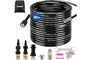 WADEO 30 m högtryckstvättslang, 400 bar/5800 PSI rörrengöringsset med vattentätt utlopp, adapter och munstycken, lämplig för Kärcher K-serien K2/K3/K4/K5/K6/K7, Lavor och Bosch