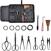 Holzsammlung 15-Piece Carbon Steel Bonsai Tool Set for Gardening, Includes Scissors, Mini Rake and Pruning Shears for Home Ga