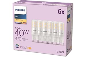 Philips LED ampoule standard, Equivalent 40W halogene, culot G9, éclairage blanc chaud 2700K, 6-pack, nouvelle génération