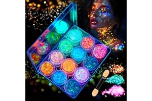 VIBINHO 12 Colori Gel Glitter per Corpo, Fluorescente Paillettes, Fluoreszierendes Glitzer Per Corpo, Occhi, Capelli