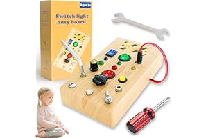 SONGLYPIAN Montessori Busy Board,LED Tableau Montessori,Jouet éducatif Sensoriel, Jeux Educatif Cadeau Enfant 1 2 3 4 Ans Tableau d'activités en Bois