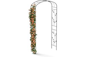blumfeldt FloraBelle Rosenbogen – Metall-Rosenbogen Mit Dekorativen Blattmustern, Stabiler Pulverbeschichteter Stahlrahmen, Wetterfest, Ideal Für Kletterpflanzen, Einfache Montage, 240x110x40 cm