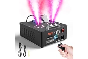 Macchina del Fumo, ZonQoonz 2000W Macchina della Nebbia a Doppio Ugello con 16 LED RGB Attrezzatura per Effetti Scenici con Telecomando per Teatro Palcoscenico Festa Matrimonio Halloween