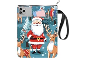 CRASPIRE Santa Claus Book Sleeve Christmas Book Covers Deer Book Protector for Paperbacks Washable Fabric Cloth Book Cover with Zipper and Extra Sleeve Pocket for Book Lovers Classmate Xmas Gifts