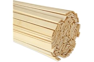 AHUNTTER 300 Pieces Natural Wooden Craft Sticks, Strong Bamboo Sticks Strips, 40cm Extra Long Flat Sticks for Crafting and Making Star Lanterns - 40cm Length x 0.9cm Width