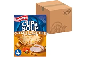 Batchelors Cup a Soup Chicken & Vegetable With Croutons Instant Soup, 4 Sachets Per 110 g Box (Total 9 Boxes = 36 Sachets)