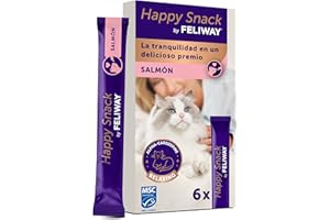 FELIWAY Happy Snack Sabor salmón - Deliciosos y cremosos premios calmantes para Gatos (6 Sobres). Ayuda a los Gatos a sentirse más tranquilos y a Mejorar vuestro vínculo.